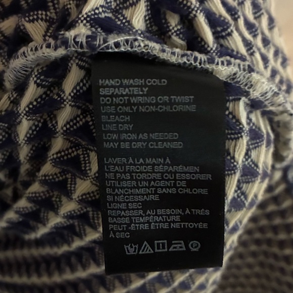 Urban Outfitters BDG STANLEY WAFFLE BUTTON-DOWN TOP IN BLUE MULTI - Picture 4 of 5